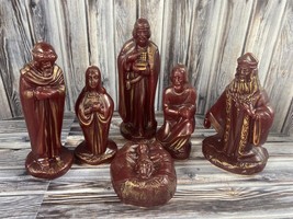 Vintage Christmas Nativity - Holy Family &amp; 3 Wise Men - Red Candles - £23.14 GBP