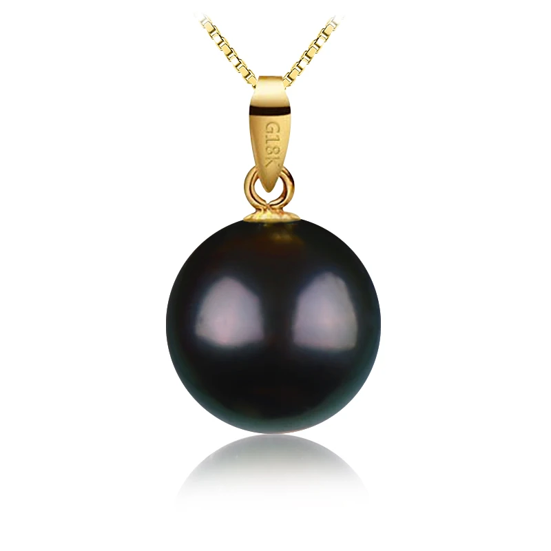 XF800 Natural  Tahiti black pearl 8-12mm Pure 18K Gold Pearl Jewelry Necklace - £42.46 GBP+