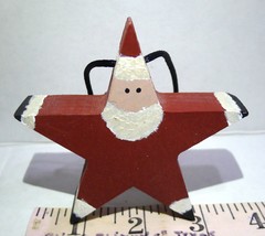 Santa Claus Wooden Star  hanging Ornament 3 3/8&quot; tall Vintage 1998 - £4.66 GBP