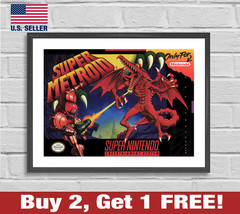Super Metroid Poster 18&quot; x 24&quot; Print SNES Samus Aran Game Room Super Nintendo - £10.60 GBP