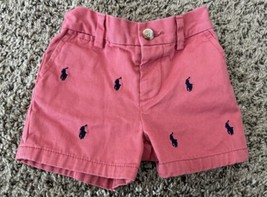 Ralph Lauren Shorts Baby 3M Light Red Blue Pony Embroidered Preppy Boy Chino - $19.79