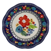 Set of Four (4) Pioneer Woman ~ Cobalt Dahlia ~ 10.7&quot; Dinner Plate ~ Stoneware - £47.83 GBP