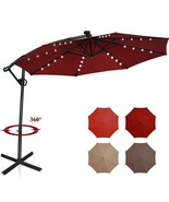 10 ft 360?° Rotation Solar Powered LED Patio Offset Umbrella without Wei... - €167,16 EUR