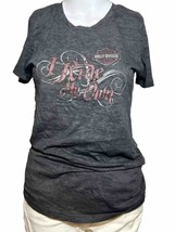 Harley Davidson Shirt Womens Large Black Glitter Decal Bakersville Biker... - $12.43