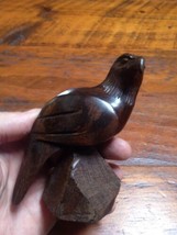 Vtg Mid Century Handmade Carved Mahogany Dark Wood Folk Art Bird Eagle o... - £47.40 GBP
