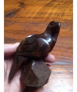 Vtg Mid Century Handmade Carved Mahogany Dark Wood Folk Art Bird Eagle o... - £47.13 GBP