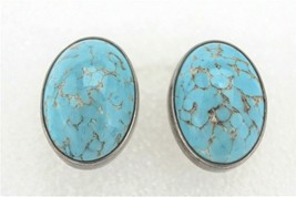 Turquoise Clip on Non Pierced Earrings 20.7 g Real Solid Sterling Silver 925 - £153.49 GBP
