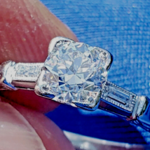 Earth mined Diamond Art Deco Engagement Ring Antique Platinum Solitaire Size 7 - £4,578.55 GBP
