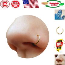 Tiny Clip-On Nose Ring - 20g Faux Piercing Hoop in 14k Gold Filled Elegance - $315.55 MXN