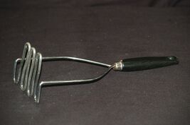 Potato Masher Wooden Black Handle Kitchen Farm Tool Country Vintage MCM - $12.86