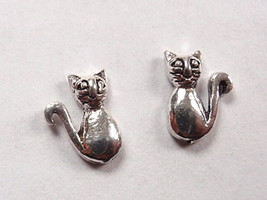 Hungry Cat Stud Earrings 925 Sterling Silver Corona Sun Jewelry Kitty Lover Cats - £3.24 GBP