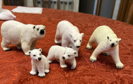 Schleich &amp; Safari Polar Bear Family lot white Bears lot of 5 - £25.90 GBP