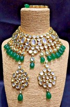 Designer Gold Plated Bollywood Style Jewelry Indian Kundan Bridal Necklace Set1 - £149.37 GBP