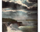 Moonlight Night View From Below Niagara Falls New York NY 1913 DB Postca... - £3.07 GBP