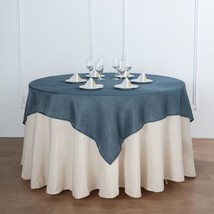 Blue 72X72&quot;&quot; Square Table Overlay Premium Faux Burlap Polyester Wedding Gift - £21.82 GBP