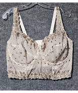 Amoureuse Beige Embroidered Lace Bustier Corset Crop Top Bra Size 45D - $473.50 MXN