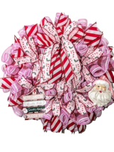 Pink Candy Cane Christmas Wreath, Christmas, Holiday Decor, Gift, Home d... - £42.95 GBP