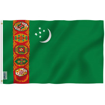 Anley 3x5 Feet Turkmenistan Flag - Turkmen Flags Polyester - £6.21 GBP