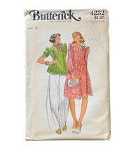 1970s Uncut BUTTERICK PATTERN 4232 Size 8 Dress or Tunic Top and Wide Le... - $147.62 MXN