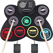 Electric Drum Set, Mazahei 9 Pad Silicon Foldable Electronic Practice Dr... - $64.95