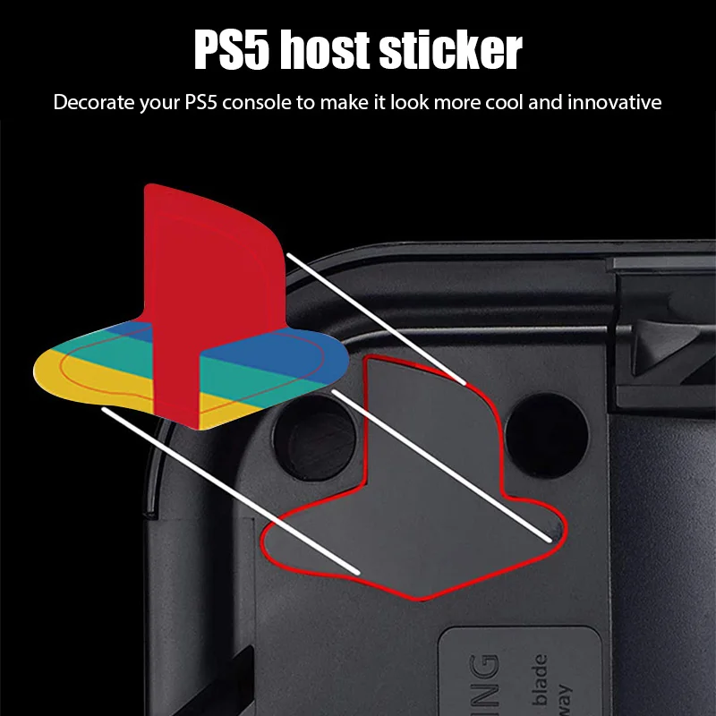 6pcs Custom Vinyl Decal Skin Cover For PS5 Logo Sticker Glossy Underlay For PS5 - £6.36 GBP+