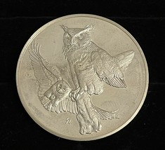 1970 Franklin Mint #1 Great Horned Owls 66.7g/2.35oz Sterling Silver Round - £67.97 GBP