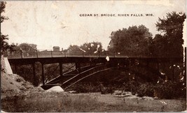 Cedar St. Bridge River Falls Wisconsin Vintage Postcard (C2) - £4.44 GBP