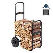 VEVOR Firewood Log Cart Carrier Wood Mover Hauler 250lbs on Rubber Wheels Dolly - £77.71 GBP