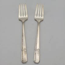 Set of 2 Oneida Grenoble Prestige Silverplate Salad Forks Vintage 1938 6 1/4&quot; - £14.70 GBP