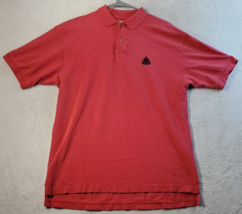 IZOD Polo Shirt Mens Medium Red Knit 100% Cotton Short Sleeve Logo Slit Collared - £6.64 GBP