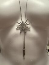 Rhinestone Starburst Lavalier Lariat Silver Toned 18” Length Adjustable - €19,65 EUR