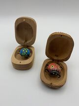 Pair of Vintage Novelty Jitterbug Wiggle Bug In Carved Wood Box - $9.90