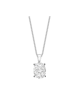 18K White Gold Oval Diamond Solitaire Pendant chain necklace 0.30cts GIA - $17,943.06 MXN