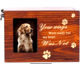 Pet Urn For Dogs Cats Ashes Wood Loss Pet Memorial Remembrance Gift Memo... - £19.57 GBP