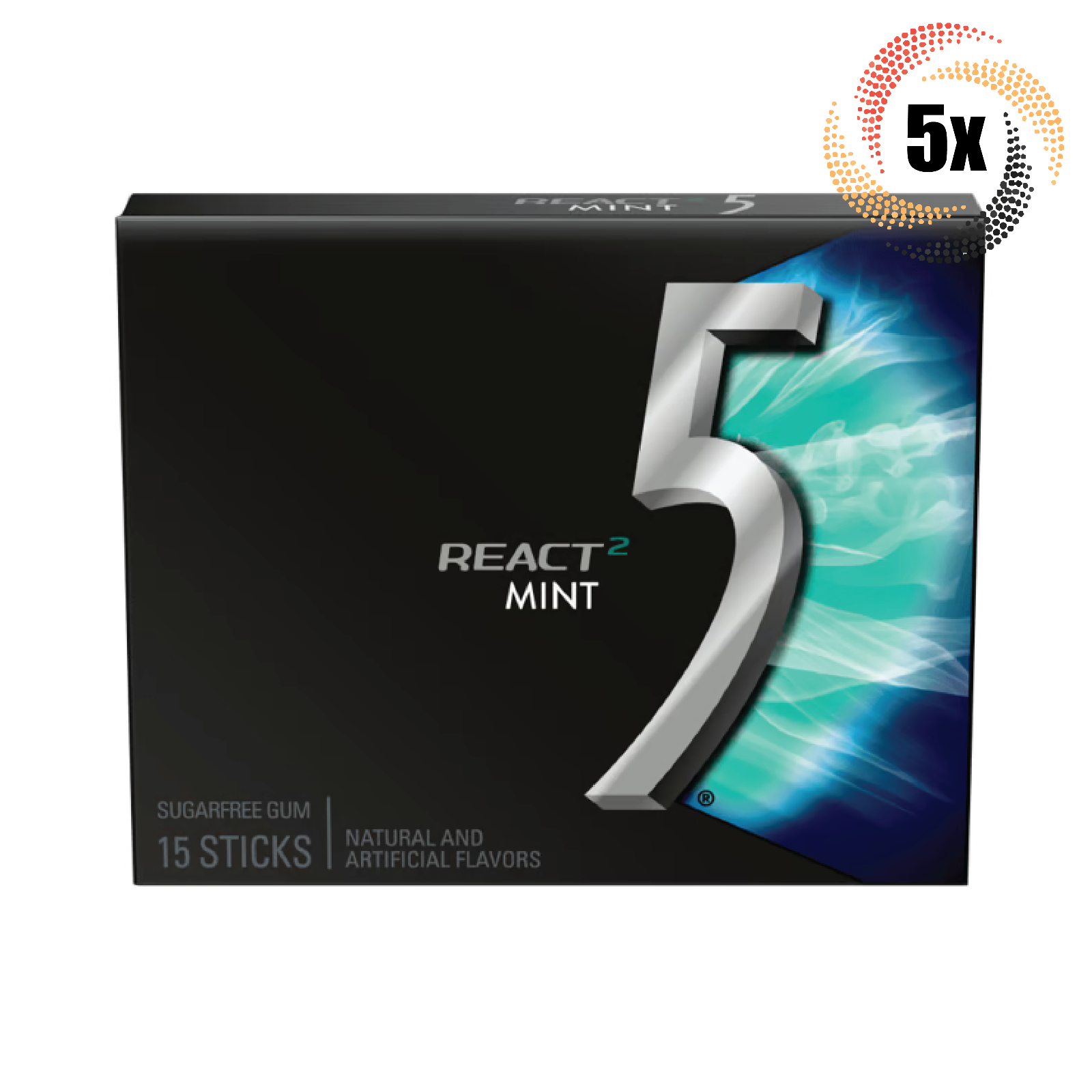 5x Packs 5 Gum React 2 Mint Flavor | 15 Sticks Per Pack | Fast Shipping - £12.66 GBP