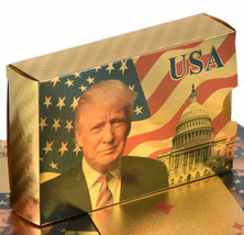Donald Trump Gold Foil Waterproof Plastic Playing Cards - £10.38 GBP