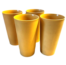 4 Vtg Tupperware Tumblers Cups Harvest Gold 873-12 Stackable 12 0z AS IS - £15.32 GBP