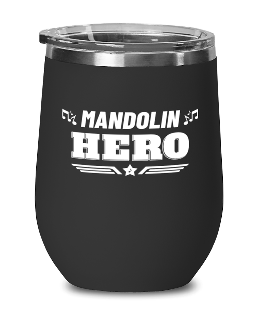 Wine Glass for Mandolin Hero Player - Stemless Black Wine Tumbler For Band