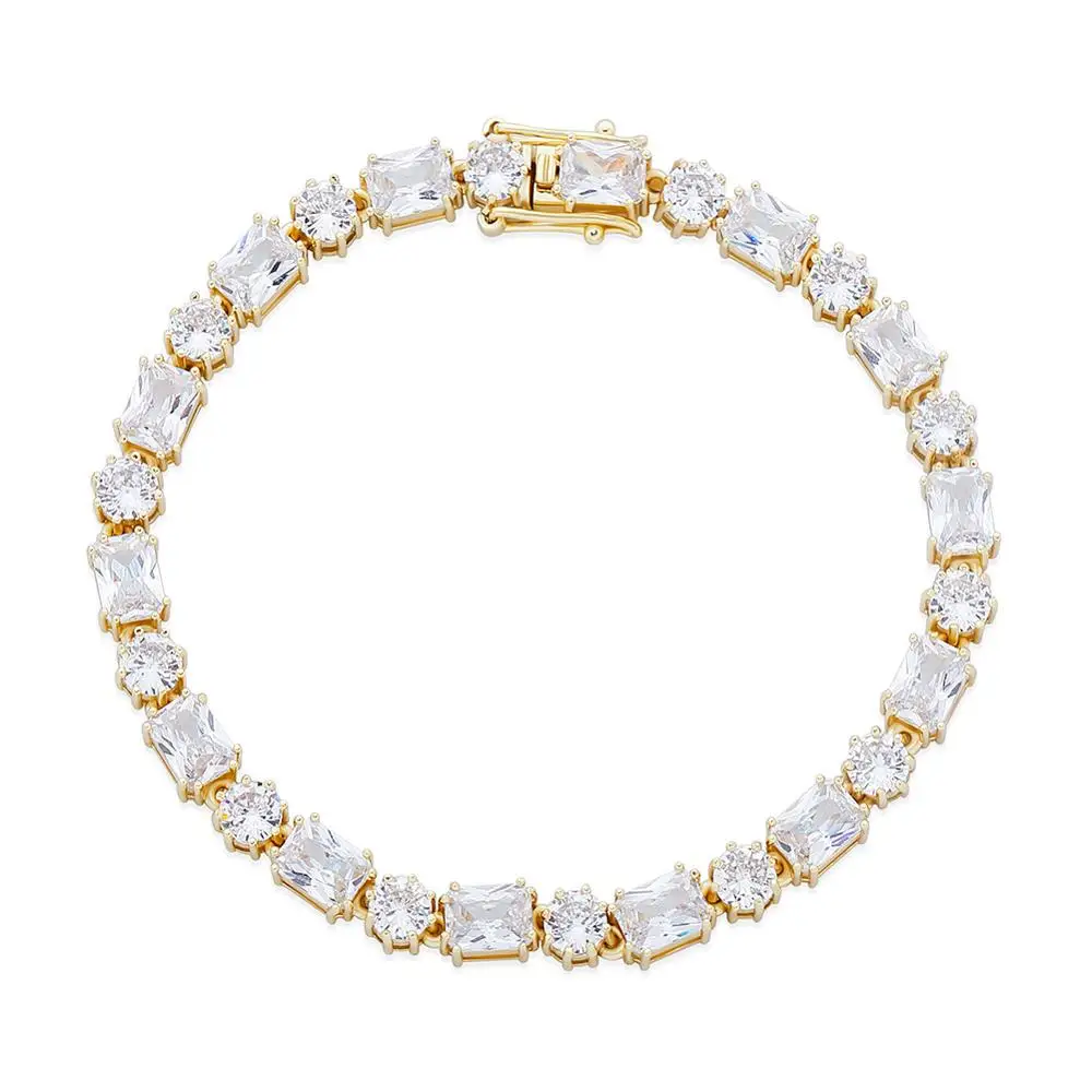 6mm Bracelets High Quality Round and Square Iced Out Cubic Zirconia Women&#39;s Brac - £41.10 GBP