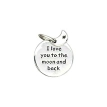 Silver Rhodium I love you to the moon and back Bead Drop Moon Charm 17mm Pendant - £4.65 GBP