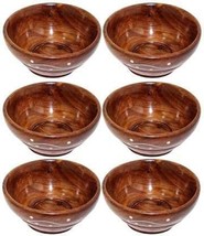 Wooden Handicraft Snacks Bowls Set of 6 Handmade Wood Small Serving Bowl - $21.85
