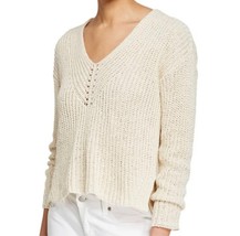 Eileen Fisher v-neck tape yarn Slouchy boho cream sweater organic cotton... - $73.26