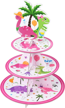 Dinosaur Cupcake Stand - Dinosaur Birthday Party Supplies for Girls 3-Tier Cardb - £12.54 GBP