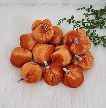 Mini Orange Velvet Stuffed Pumpkins Halloween Thanksgiving Craft Decor 12 Pc - $12.74