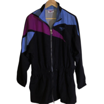 Reebok 90’s Color Block Windbreaker Jacket Size S/M Dolman Sleeve Cinched Waist - $32.99