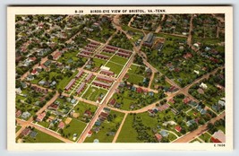 Bird&#39;s Eye Aerial View Of Bristol Virginia Tennessee Postcard Linen Unpo... - £11.63 GBP