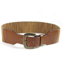 RALPH LAUREN Natural Brown Faux Leather Stretch Wide Belt M - £30.91 GBP