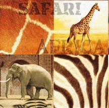 4pcs Decoupage Napkins, 33x33cm, Safari Animals, Elephant, Giraffe, Africa - £3.52 GBP