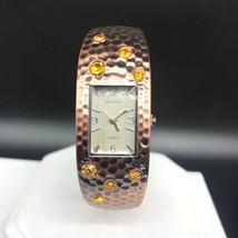 Hugo Statement Women&#39;s  Hammered textured Copper Toned Cuff Bracelet Watch Analo - £19.93 GBP