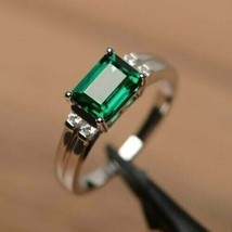 Certified Natural Green Emerald 925 Sterling Silver Handmade Ring Gift For Her - £43.16 GBP
